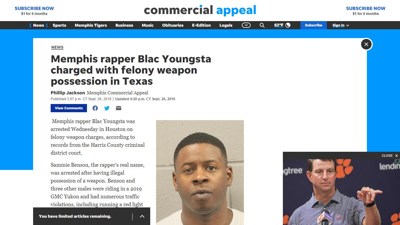 Rapper Blac Youngsta arrested on weapon charges in Houston